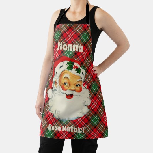ブオンナターレイタリアンスクリスマスサンタプレイドエプロン エプロン (インサイチュ)