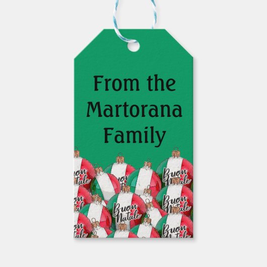 ブオンナターレイタリアンル国旗のオーナメント ギフトタグ (正面)