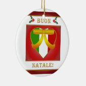 ブオンナターレイタリアンル国旗のハート – ラウンドオーナメント セラミックオーナメント (右)