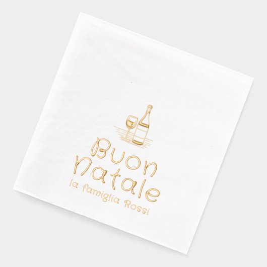 ブオンナターレイタリアンークリスマスパーソナライズされた 箔ナプキン (左)