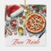 ブオンナターレウォーターカラークリスマスイタリアンパーティー セラミックオーナメント (裏面)