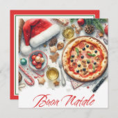 ブオンナターレウォーターカラークリスマスイタリアンパーティー 招待状 (正面/裏面)