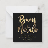 ブオンナターレエレガントブラック金ゴールドイタリアンクリスマス ノートカード (正面)