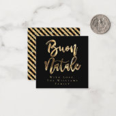 ブオンナターレエレガントブラック金ゴールドイタリアンクリスマス ノートカード (正面/裏面インサイチュ)