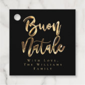 ブオンナターレエレガントブラック金ゴールドイタリアンクリスマス フェイバータグ (正面)