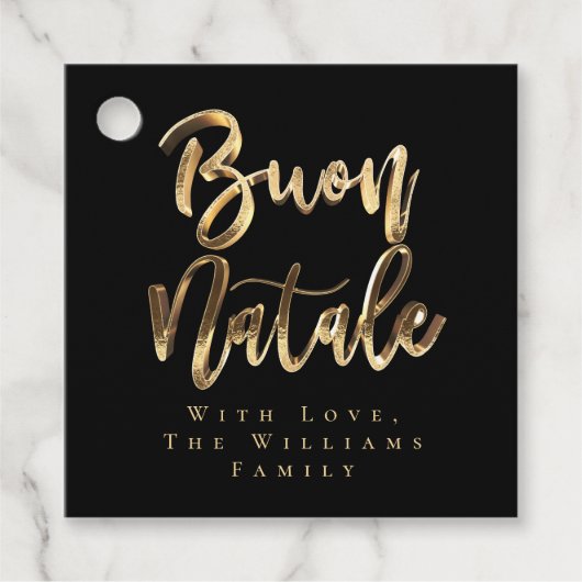 ブオンナターレエレガントブラック金ゴールドイタリアンクリスマス フェイバータグ (正面)