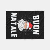 ブオンナターレクリストマシイタリアンタリーsanta babbo フリースブランケット (正面(横))