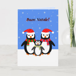 ブオンナターレクリスマスかわいいペンギンイタリアン シーズンカード