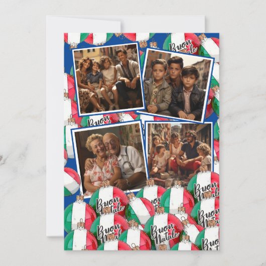 ブオンナターレクリスマスグリーティング王室のブルー 招待状 (正面)