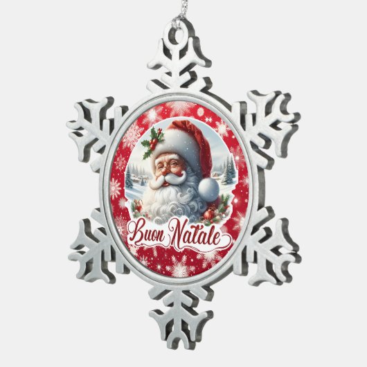 ブオンナターレコンバーボナターレ スノーフレークピューターオーナメント (右)