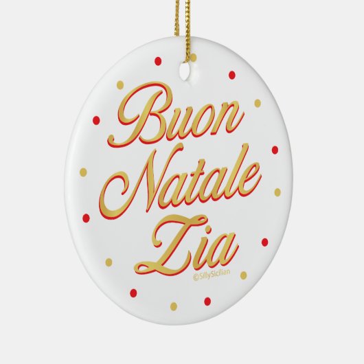 ブオンナターレツィアパーソナライズされた金ゴールドホワイトレッド セラミックオーナメント (右)