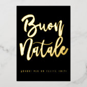 ブオンナターレハッピー2023黒エレガント金ゴールドイタリアン 箔シーズンカード (正面)
