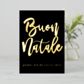 ブオンナターレハッピー2023黒エレガント金ゴールドイタリアン 箔シーズンカード (立ち正面)