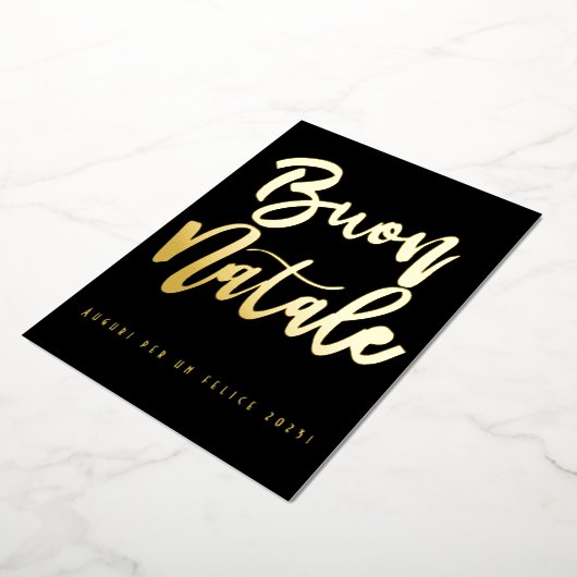 ブオンナターレハッピー2023黒エレガント金ゴールドイタリアン 箔シーズンカード (回転した状態)