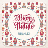 ブオンナターレパーソナライズされたル スクエアペーパーコースター (正面)