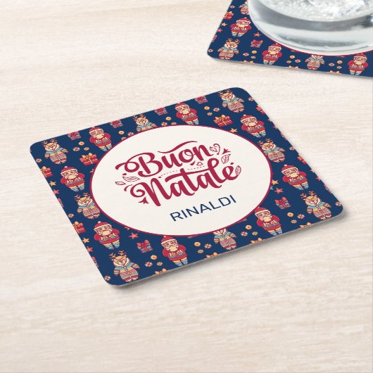 ブオンナターレパーソナライズされたル スクエアペーパーコースター (アングル)