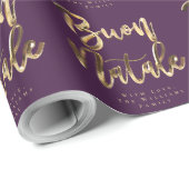ブオンナターレパープル金ゴールドクリスマススクリプトイタリアン ラッピングペーパー (ロールコーナー)