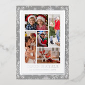 ブオンナターレフォトコラージシルバーウィンタースノーフレーク 箔シーズンカード (正面)