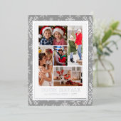 ブオンナターレフォトコラージシルバーウィンタースノーフレーク 箔シーズンカード (立ち正面)