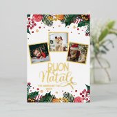 ブオンナターレフォトコラージレッドホリーベリー 箔シーズンカード (立ち正面)