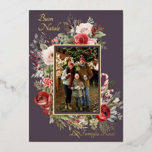 ブオンナターレフォトフローラフォイルホリデーカード 箔シーズンカード (正面)
