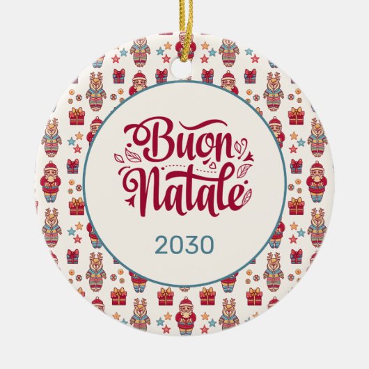 ブオンナターレフォークサンタトナディークリームカスタム セラミックオーナメント (正面)