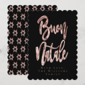 ブオンナターレブラックアンドバラ金ゴールドイタリアンクリスマス シーズンカード (正面/裏面)