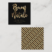 ブオンナターレブラック&金ゴールドイタリアンクリスマス スクエア名刺 (正面/裏面)