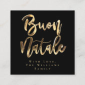 ブオンナターレブラック&金ゴールドイタリアンクリスマス スクエア名刺 (正面)