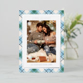 ブオンナターレブルーグリーンプレイドタータンチェック写真 箔シーズンカード (立ち正面)