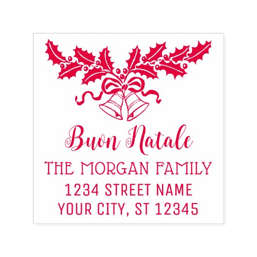 ブオンナターレホリーアンドベルズネーム差出人住所 セルフインキングスタンプ (デザイン)