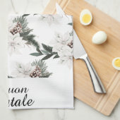 ブオンナターレメリーイタリアンクリスマスフローラ キッチンタオル (四つ折り)