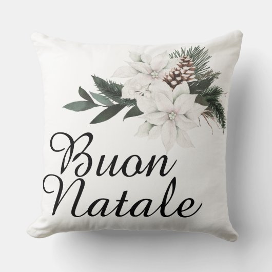 ブオンナターレメリーイタリアンクリスマスフローラ クッション (正面)