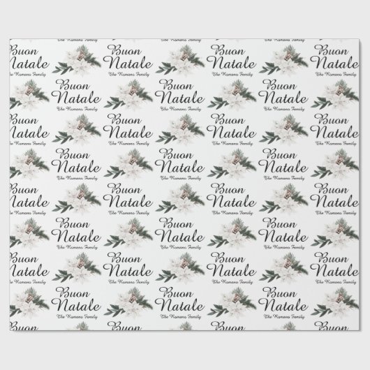 ブオンナターレメリーイタリアンクリスマスフローラ ラッピングペーパー (フラット)