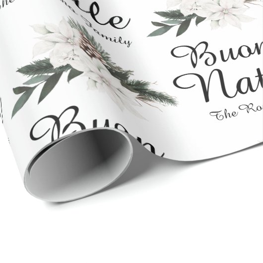 ブオンナターレメリーイタリアンクリスマスフローラ ラッピングペーパー (ロールコーナー)