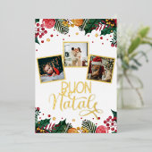 ブオンナターレレッドベリーグリーンホリーフォトコラージュ 箔シーズンカード (立ち正面)