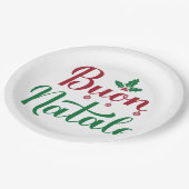 ブオンナターレレッド&グリーンクリスマス ペーパープレート (アングル)