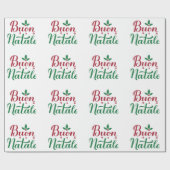 ブオンナターレレッド&グリーンクリスマス ラッピングペーパー (フラット)