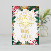 ブオンナターレ金ゴールドディアグリーンホリー写真 箔シーズンカード (立ち正面)