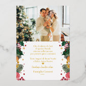 ブオンナターレ金ゴールドディアグリーンホリー写真 箔シーズンカード (裏面)