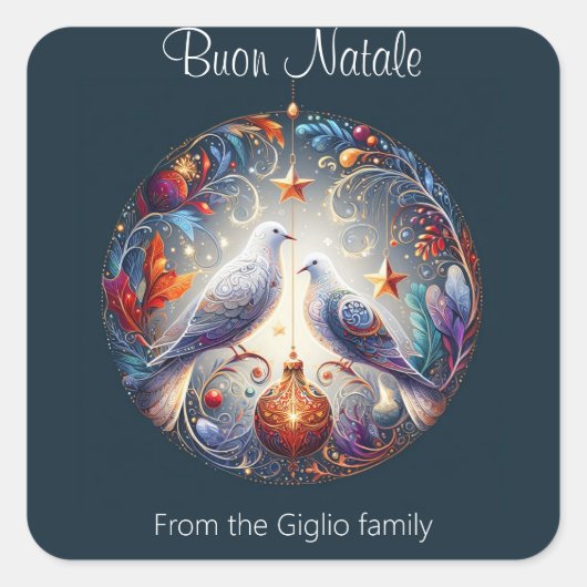 ブオンナターレ2鳩イタリアンクリスマスパーティー スクエアシール (正面)