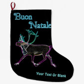 ブオンナターレ – 電気カリブー ラージクリスマスストッキング (正面)