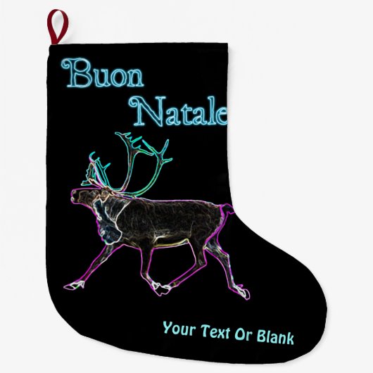 ブオンナターレ – 電気カリブー ラージクリスマスストッキング (正面)
