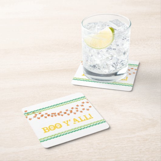 ブオールハロウィンファミリーフレンドリー秋おもしろい スクエアペーパーコースター (インサイチュ)