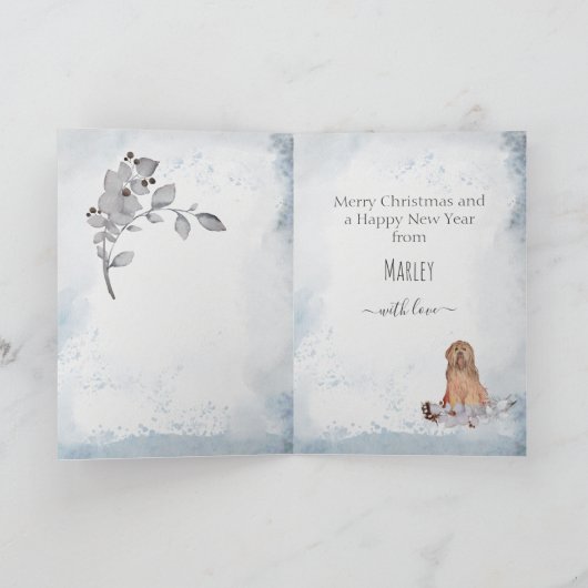 ブカスタマイズリアード・シャギー犬の母のクリスマス シーズンカード (内部)