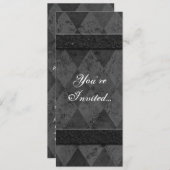 ブカスタムラッアーガイル柄のク招待状、垂直 招待状 (正面/裏面)