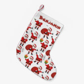 ブカスタムラックサンタアフリカ系アメリカ人クリスマス スモールクリスマスストッキング (正面 (吊り時))