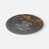 ブカスタムラック&金ゴールドグリッタードリップハッピーバースデー ペーパープレート (アングル)