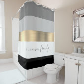 ブカスタムラッストライプのク金ゴールドファミリ名 シャワーカーテン (インサイチュ)