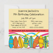 ブカスタムリュネットガールサーファー誕生日招待状 招待状 (裏面)